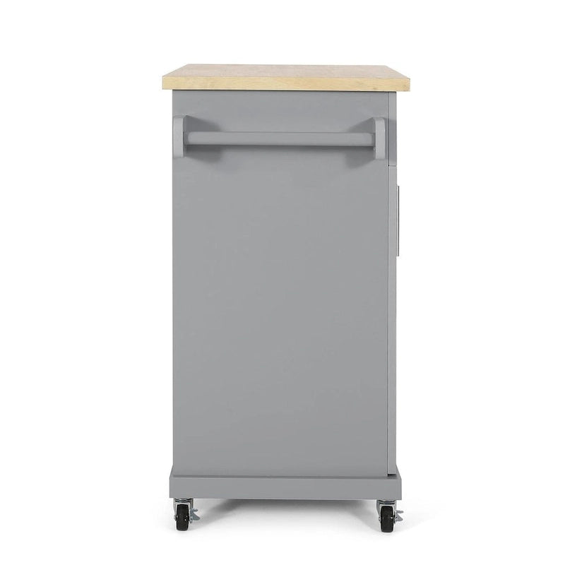 Contemporary Wood Kitchen Cart with Wheels and Storage