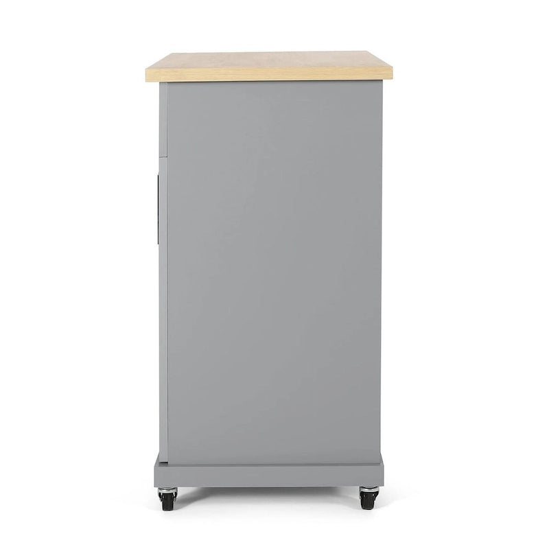 Contemporary Wood Kitchen Cart with Wheels and Storage