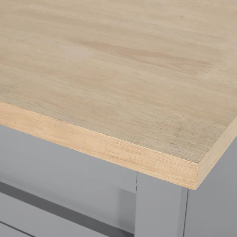Contemporary Wood Kitchen Cart with Wheels and Storage