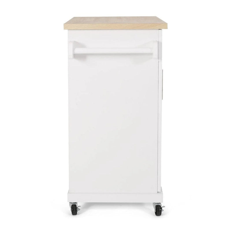 Contemporary Wood Kitchen Cart with Wheels and Storage