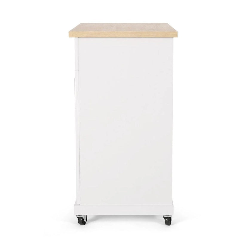 Contemporary Wood Kitchen Cart with Wheels and Storage