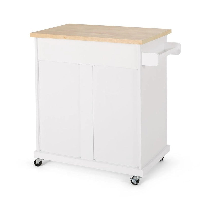 Contemporary Wood Kitchen Cart with Wheels and Storage