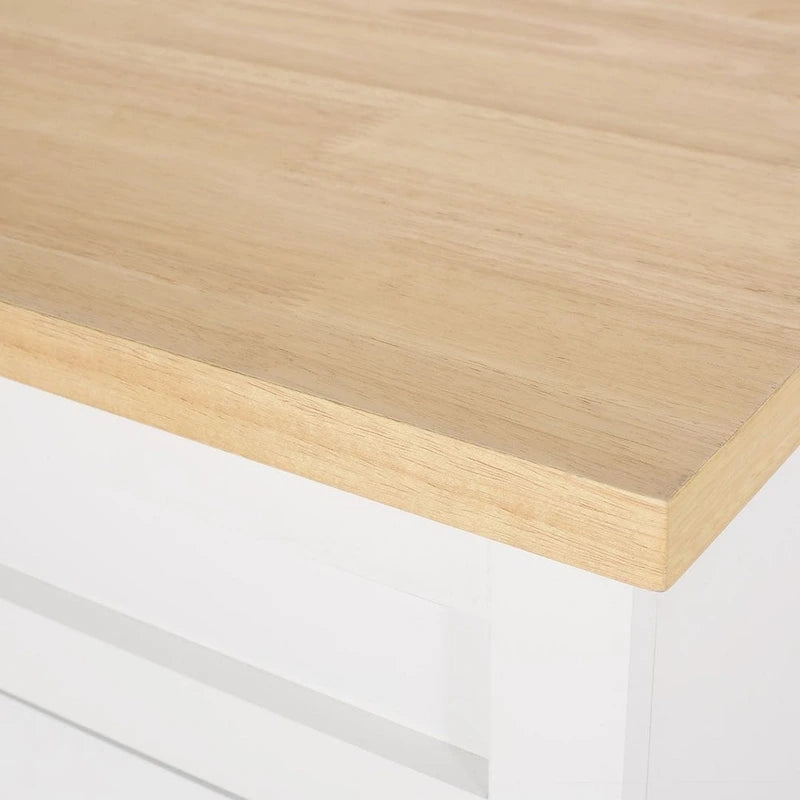 Contemporary Wood Kitchen Cart with Wheels and Storage