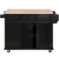 Kitchen Island Cart with Wheels, Drop-Leaf & Storage Racks