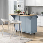 Carrito isla de cocina con ruedas, ala abatible y estantes de almacenamiento
