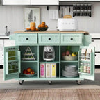 Carrito isla de cocina con ruedas, ala abatible y estantes de almacenamiento
