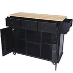 Carrito isla de cocina con ruedas, ala abatible y estantes de almacenamiento