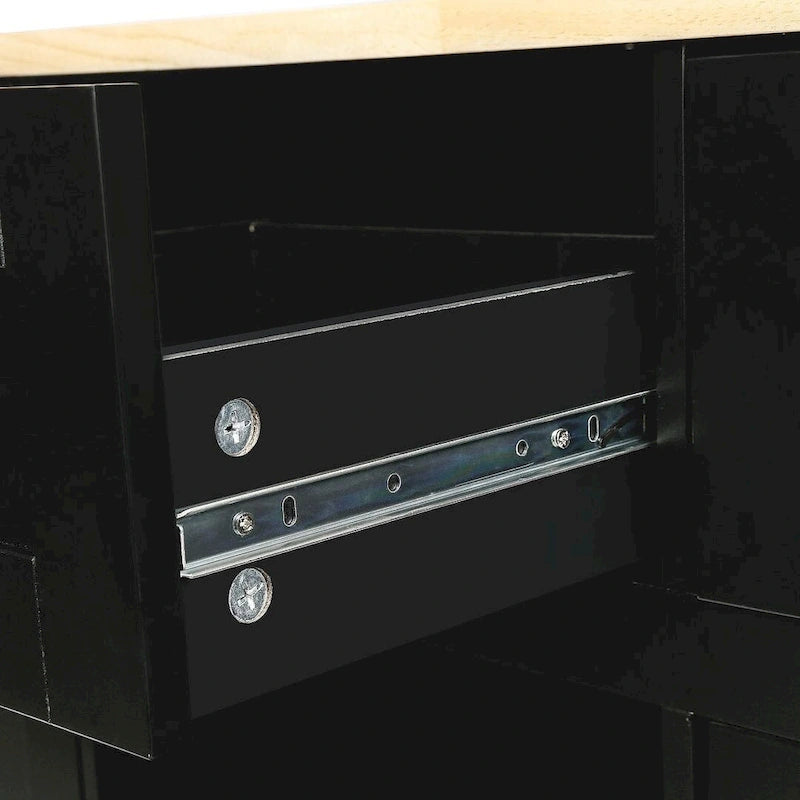Kitchen Island Cart with Wheels, Drop-Leaf & Storage Racks