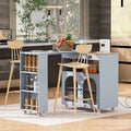 Rolling Kitchen Island with Extended Table and Storage