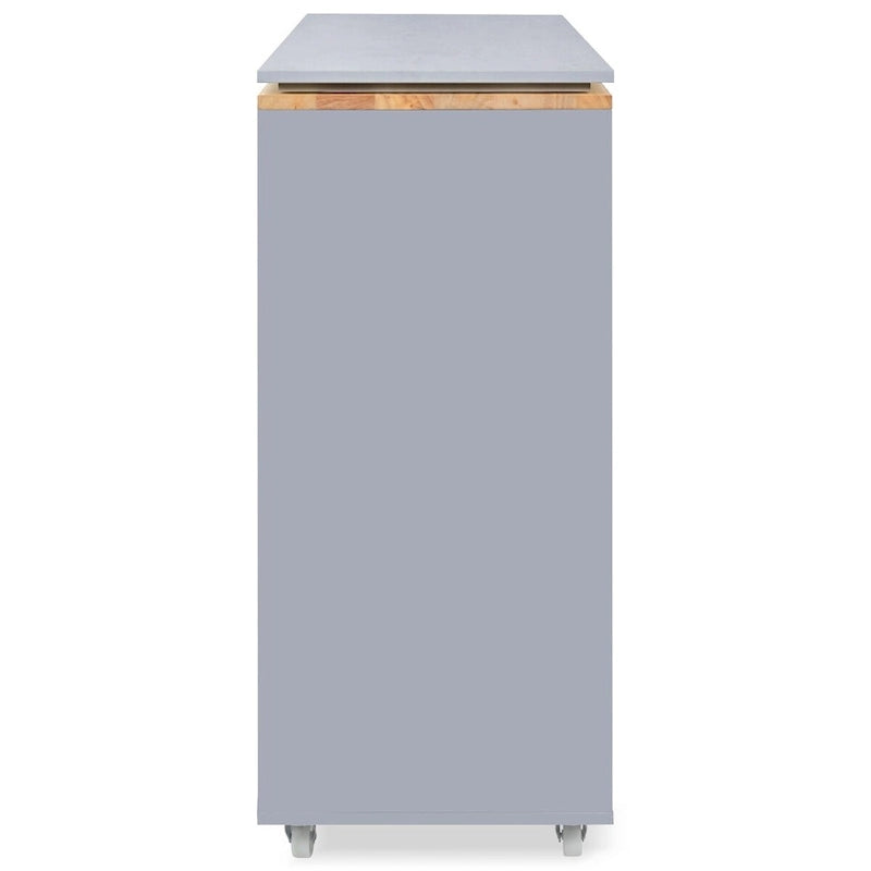 Rolling Kitchen Island with Extended Table and Storage