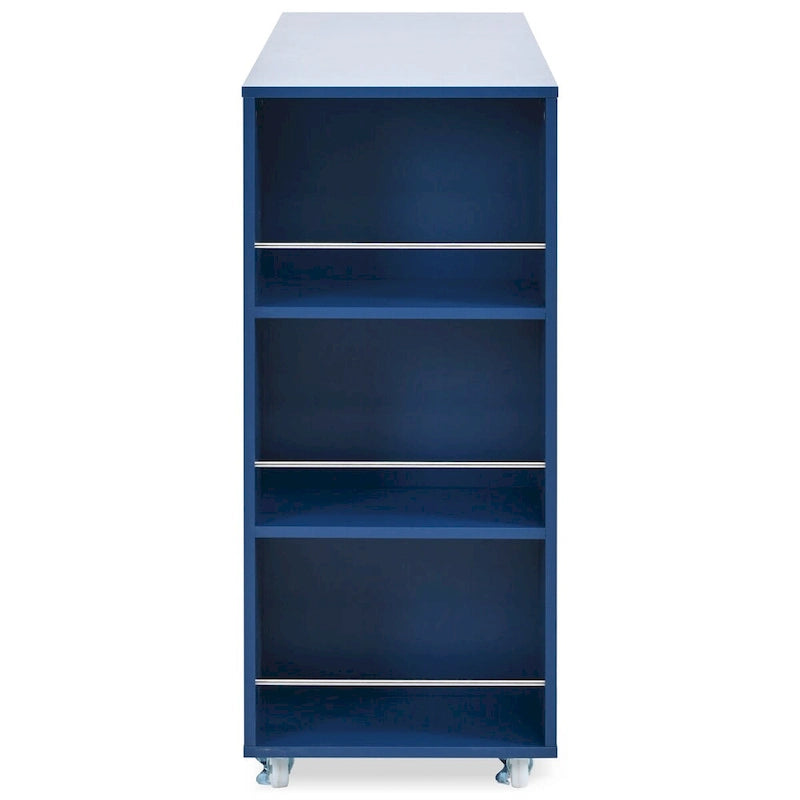Rolling Kitchen Island with Extended Table and Storage