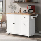 53.9 W Modern Versatile Kitchen Island with Drop Leaf and 3 Drawer Cabinets