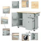 53.9 W Modern Versatile Kitchen Island with Drop Leaf and 3 Drawer Cabinets