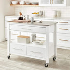 Carrito de cocina, acero inoxidable y blanco