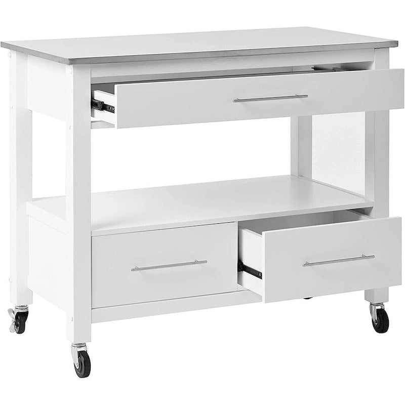 Kitchen Cart, Stainless Steel & White
