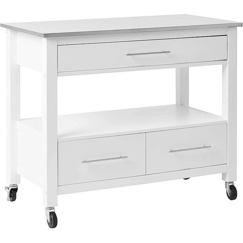 Kitchen Cart, Stainless Steel & White