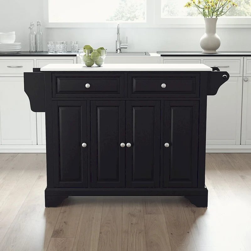Granite Top Full Size Kitchen Island/Cart - 51.5"W x 18"D x 36"H