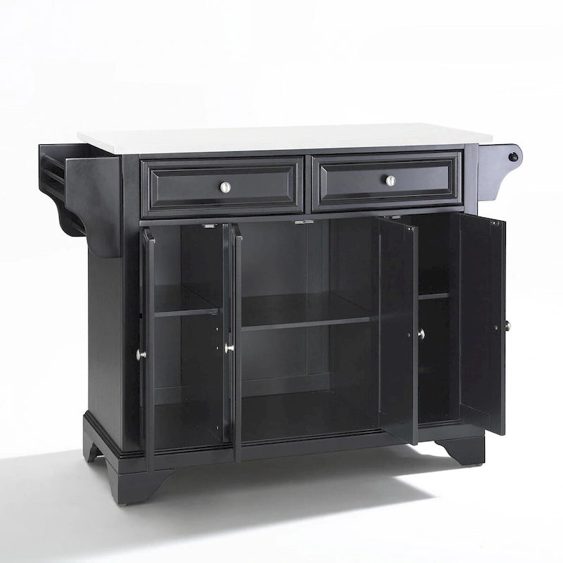 Granite Top Full Size Kitchen Island/Cart - 51.5"W x 18"D x 36"H