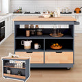 Rolling Kitchen Island with 2 Drawers and 3 Open Compartments