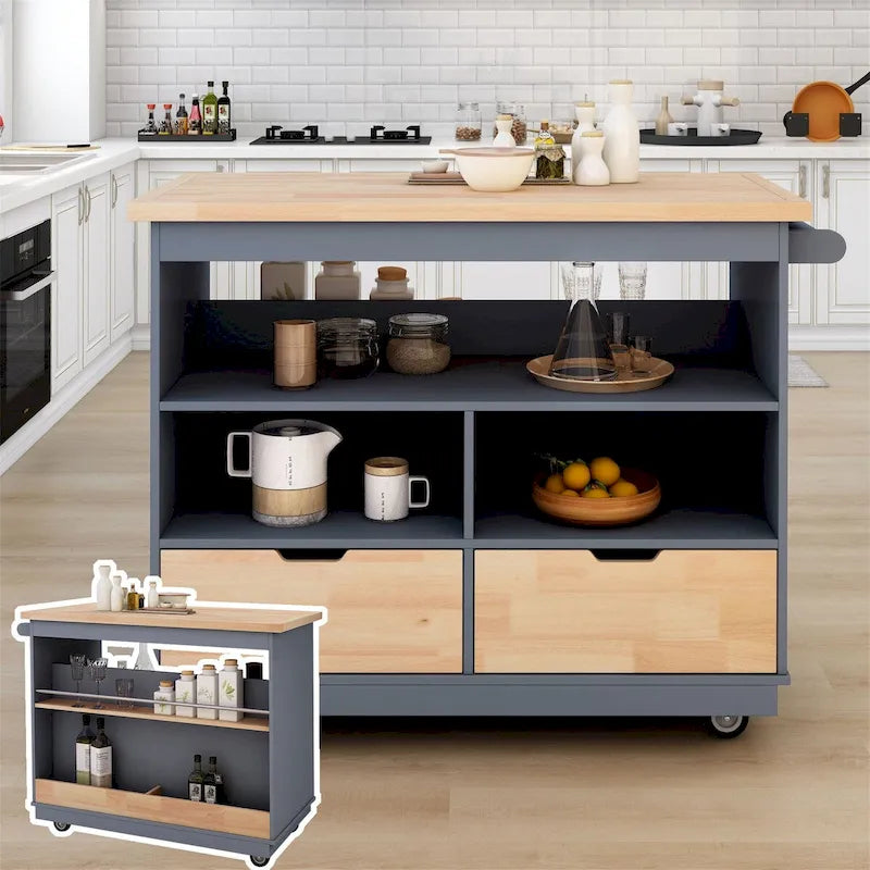 Two-Sided Kitchen Island Cart on Wheels