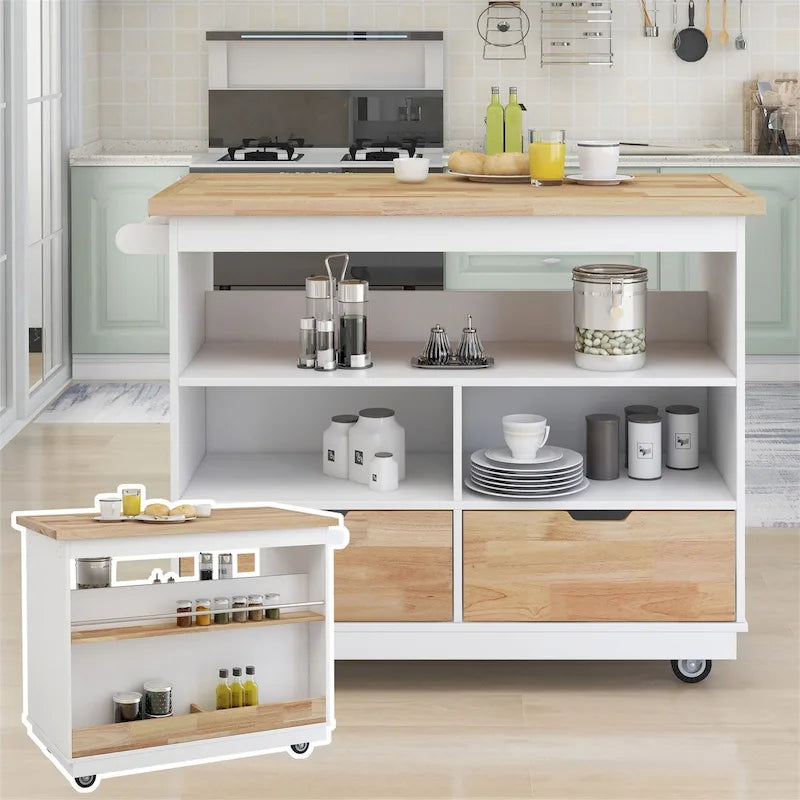 Two-Sided Kitchen Island Cart on Wheels