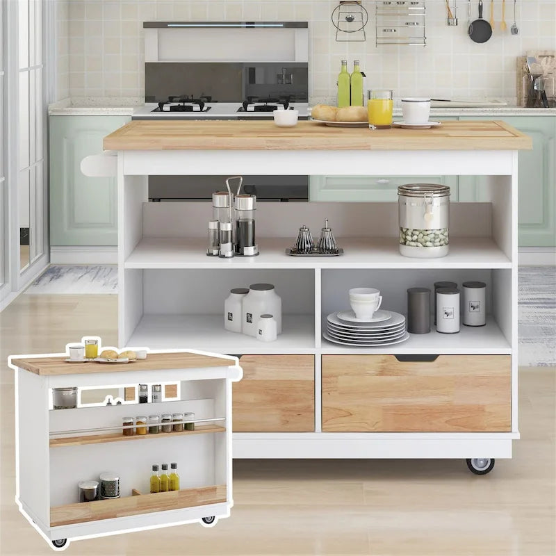 Two-sided Kitchen island Cart on Wheels by Harper&Bright Designs
