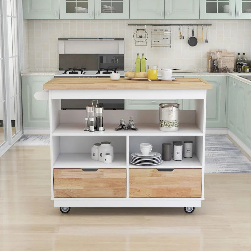 Two-Sided Kitchen Island Cart on Wheels