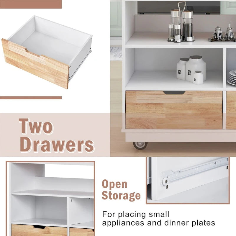 Two-Sided Kitchen Island Cart on Wheels