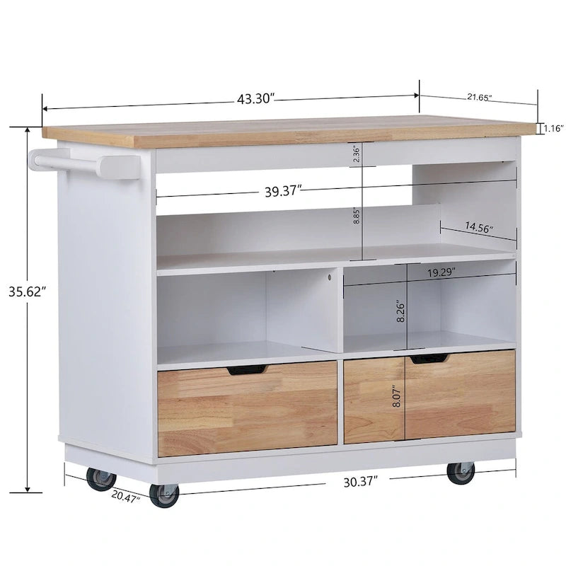 Two-Sided Kitchen Island Cart on Wheels