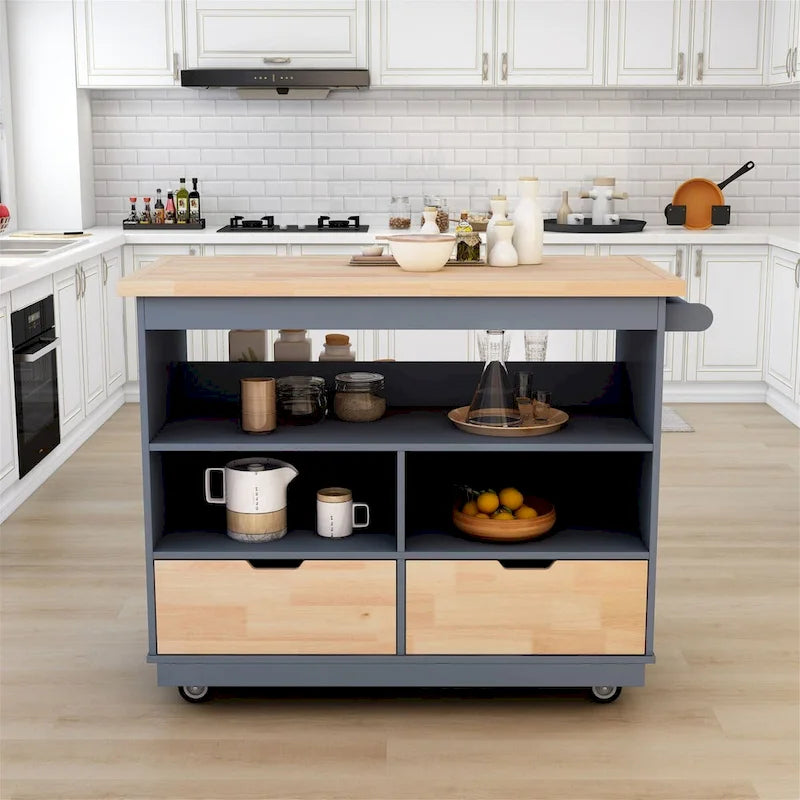Two-Sided Kitchen Island Cart on Wheels