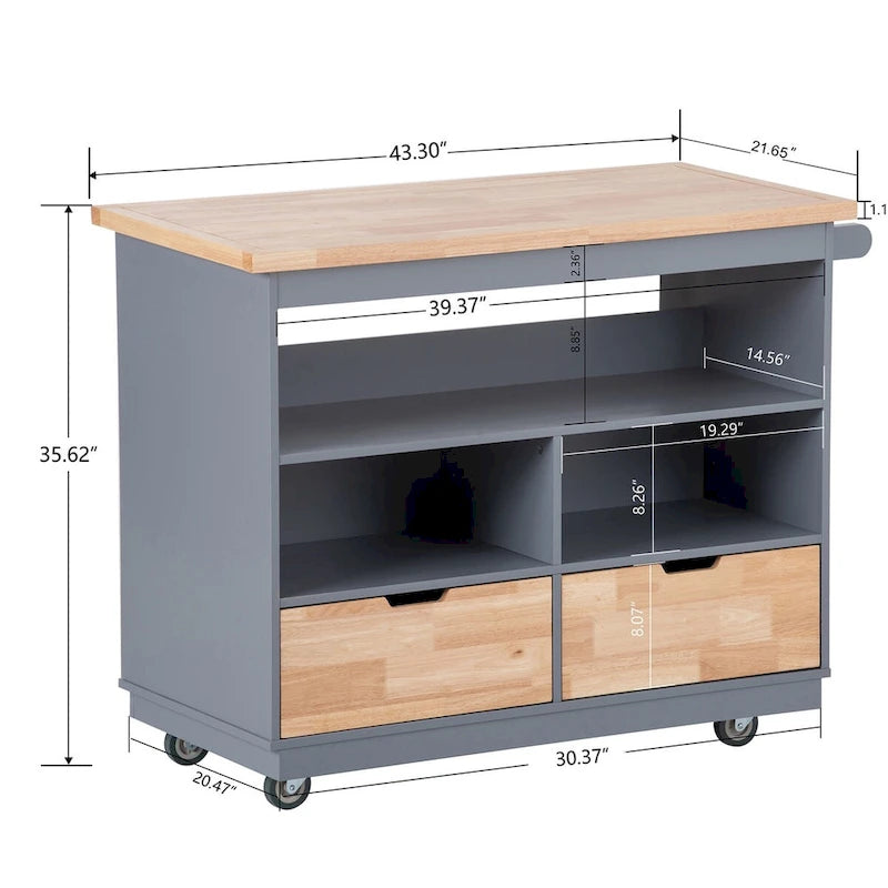 Two-Sided Kitchen Island Cart on Wheels