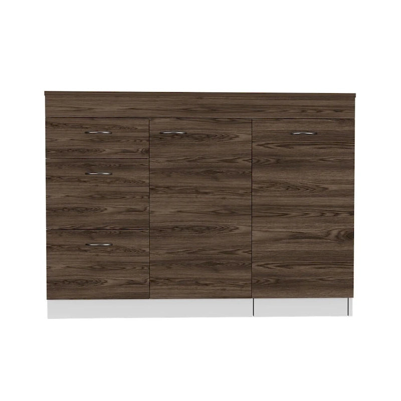Kitchen Base Cabinet, Three Drawers, Two Internal Shelves