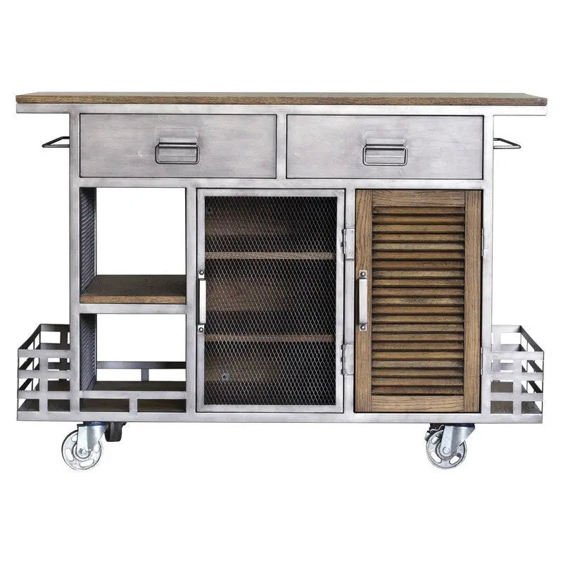 Jaxon Kitchen Island Antiqued Steel - N/A