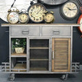 Kitchen Island Antiqued Steel - Wood / Portable / Brown