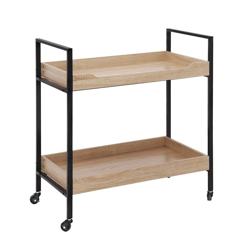 Metal Frame with Manufactured Wood 2-Tier Bar Cart