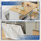 Kitchen Island Drop Leaf Double Tilt-Out Trash Cabinet with Power Outlet & Wheels