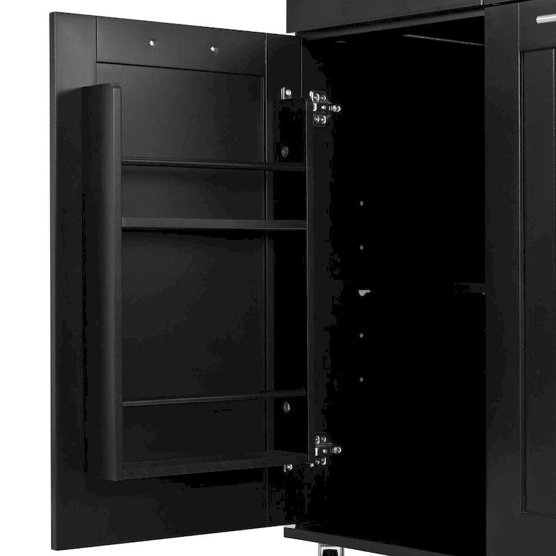 Kitchen Island with Drop Leaf, Storage Cart with 3-Tier Pull-Out Organizer and Towel Rack on Wheels