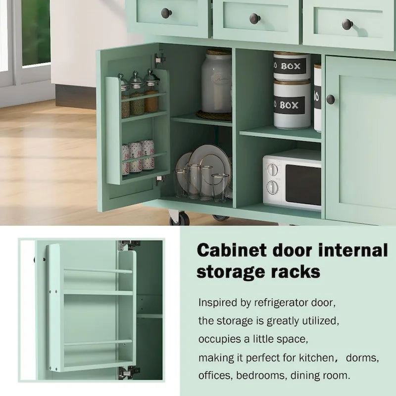 Kitchen Cart with Drop-Leaf Countertop