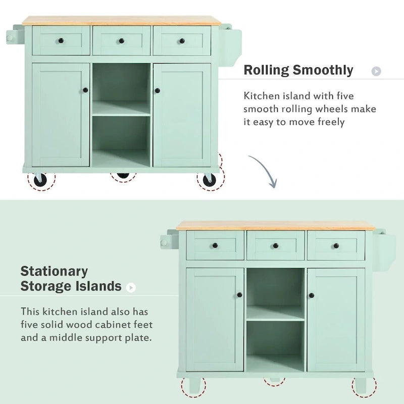 Kitchen Cart with Drop-Leaf Countertop