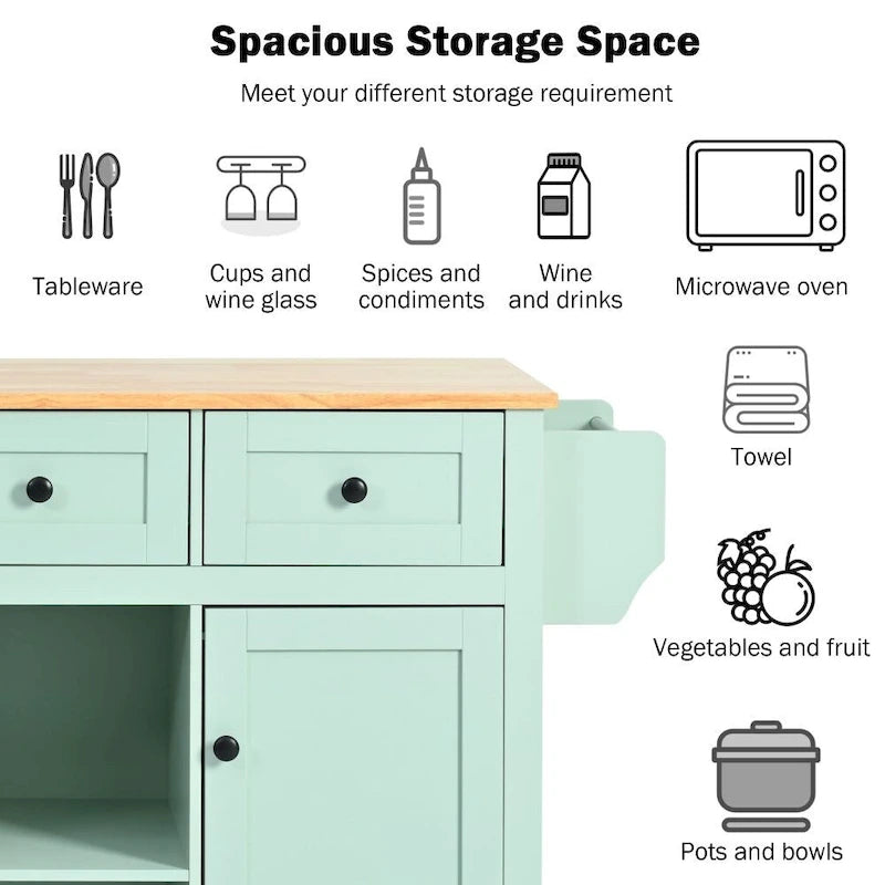 Kitchen Cart with Drop-Leaf Countertop
