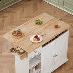 Carrito isla de cocina con encimera de madera maciza y ruedas