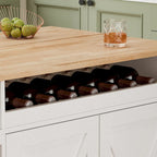 Carrito isla de cocina con encimera de madera maciza y ruedas