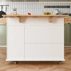 Carrito isla de cocina con encimera de madera maciza y ruedas