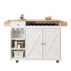 Carrito isla de cocina con encimera de madera maciza y ruedas
