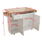 Carrito isla de cocina con encimera de madera maciza y ruedas