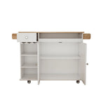 Carrito isla de cocina con encimera de madera maciza y ruedas