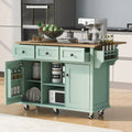 Kitchen Cart with Drop-Leaf Countertop, 5 Wheels, Storage Cabinet and 3 Drawers
