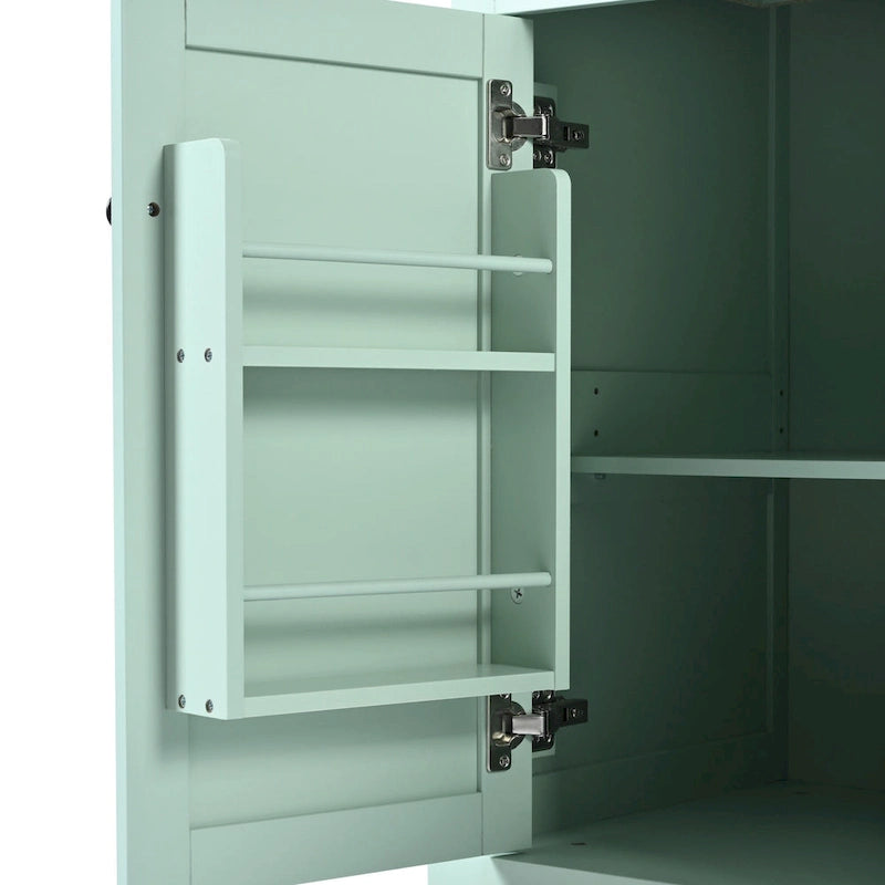 Kitchen Cart with Drop-Leaf Countertop, 5 Wheels, Storage Cabinet and 3 Drawers