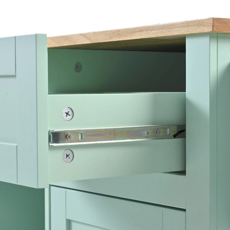 Kitchen Cart with Drop-Leaf Countertop, 5 Wheels, Storage Cabinet and 3 Drawers
